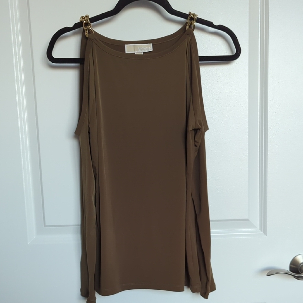 Olive Mochael Kors Cold Shoulder Top